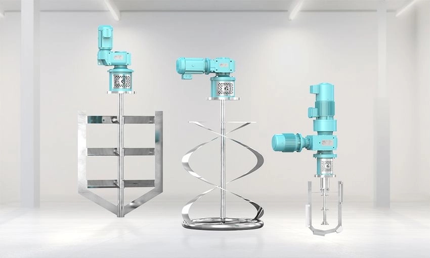 Anchor mixers for high-viscosity fluids and temperature disperssion.
