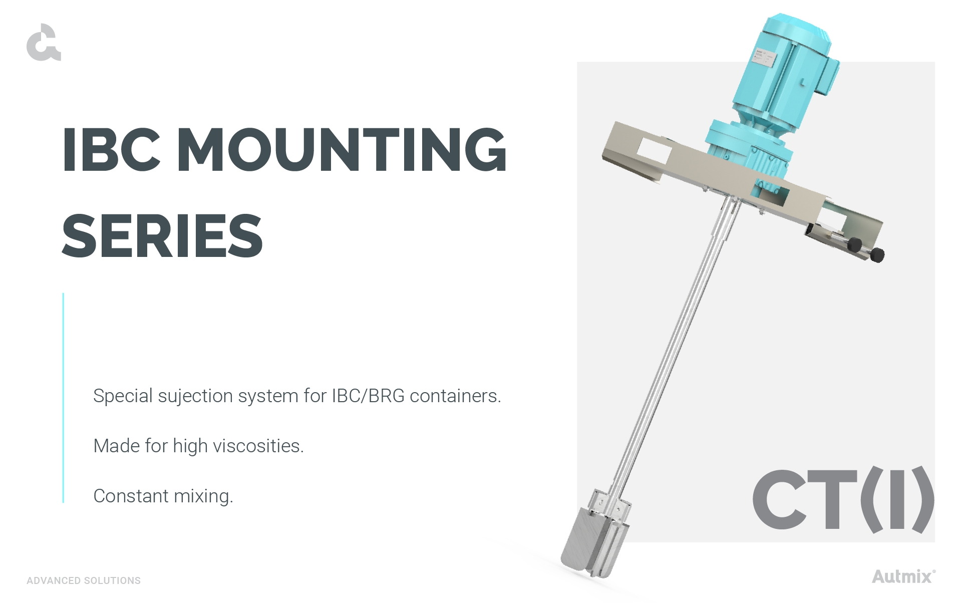 Compact agitator for IBC totes.