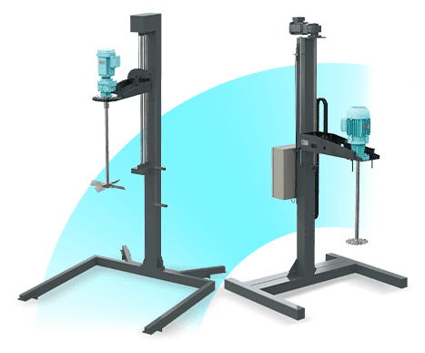 Lifting systems for compact agitators allowing free displacement.
