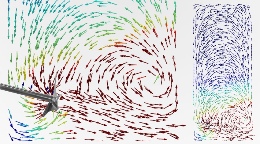 lineas de flujo en agitador de entrada lateral