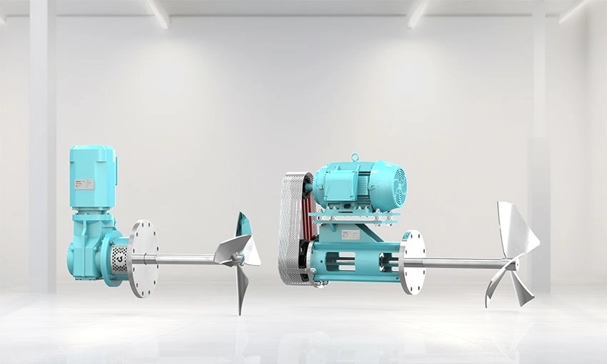 Agitadores industriales horizontales para tanques de almacenamiento.