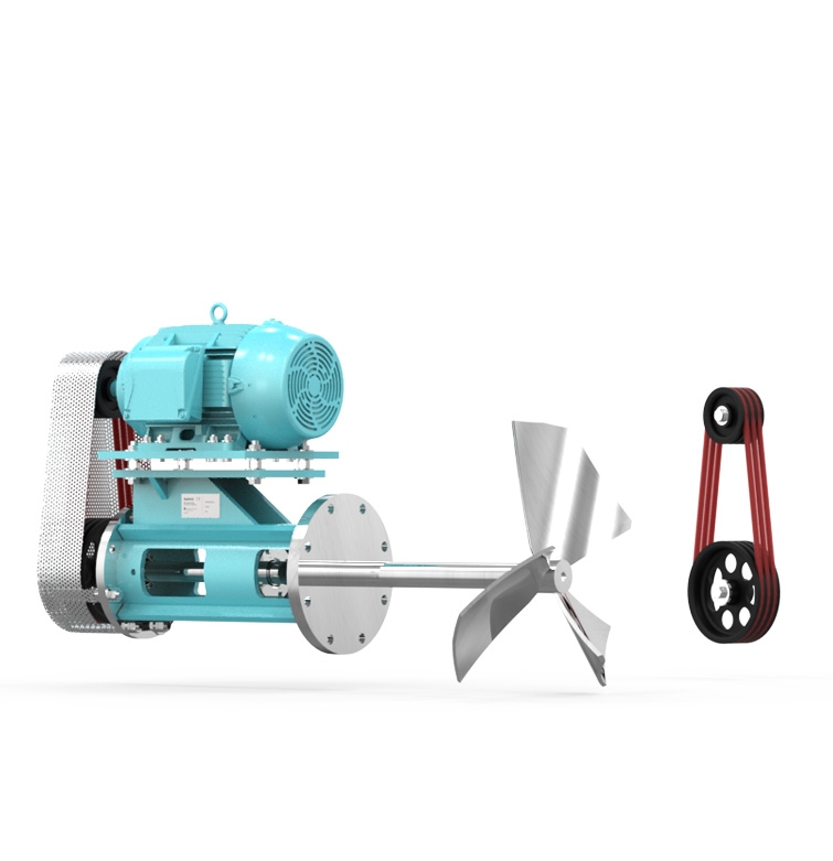 Conoce el agitador horizontal de funcionamiento con transmisión de poleas y correas brindando gran estabilidad.